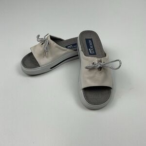 Aerosoles Sport Slip On Mule Sneakers Women's Size‎ 6B White Canvas Open Toe